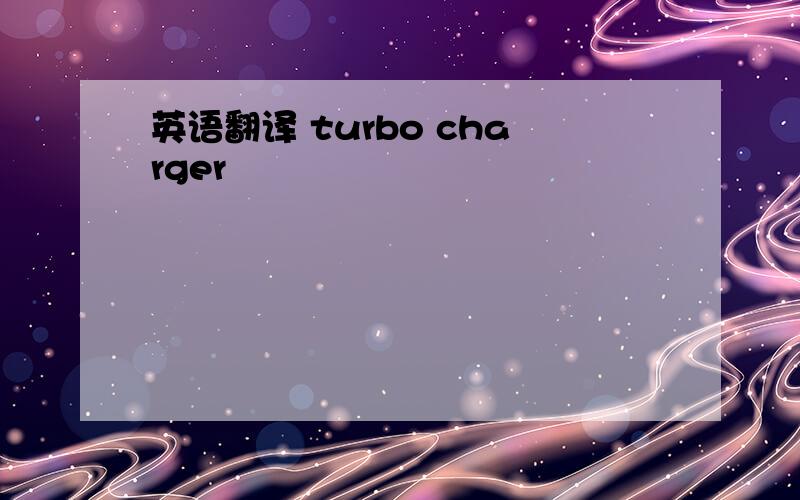 英语翻译 turbo charger