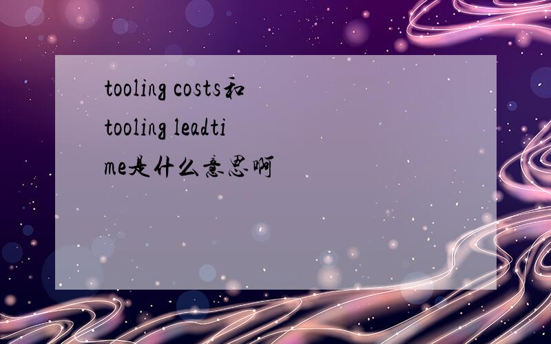 tooling costs和tooling leadtime是什么意思啊