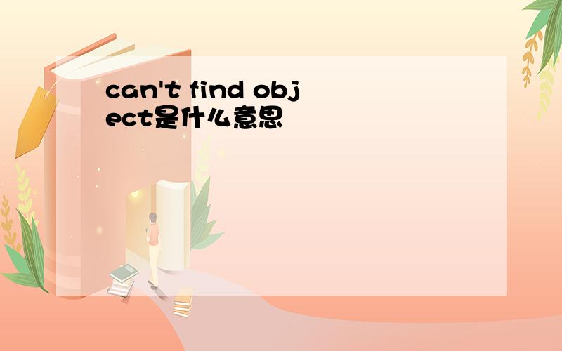 can't find object是什么意思