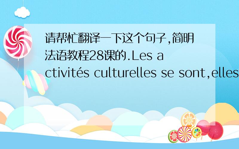 请帮忙翻译一下这个句子,简明法语教程28课的.Les activités culturelles se sont,elles aussi,développées en province.请具体解释一下elles aussi在这里作什么讲；补充一句,这篇文章是讲关于法国外省的.