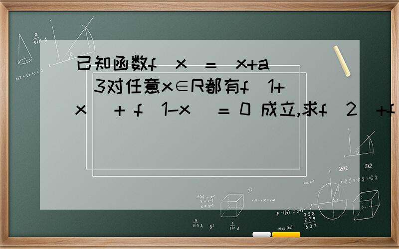 已知函数f(x)=(x+a)^3对任意x∈R都有f(1+x) + f(1-x) = 0 成立,求f(2)+f(-2)的值