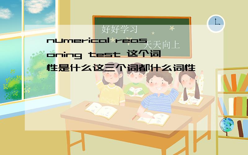 numerical reasoning test 这个词性是什么这三个词都什么词性