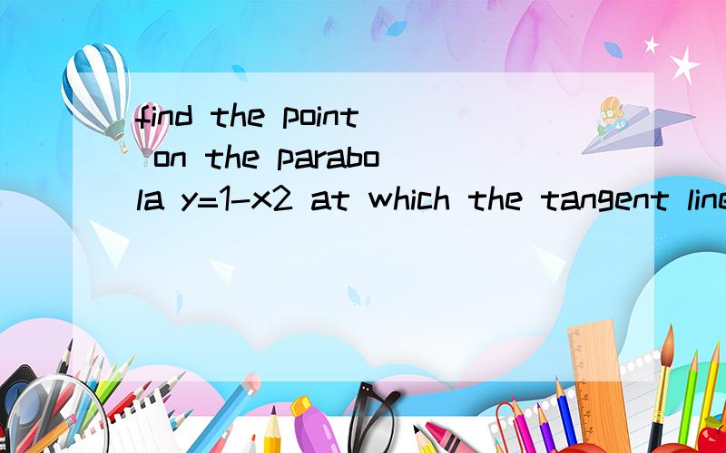 find the point on the parabola y=1-x2 at which the tangent line cuts from the first quadrant thetriangle with the smallest area.