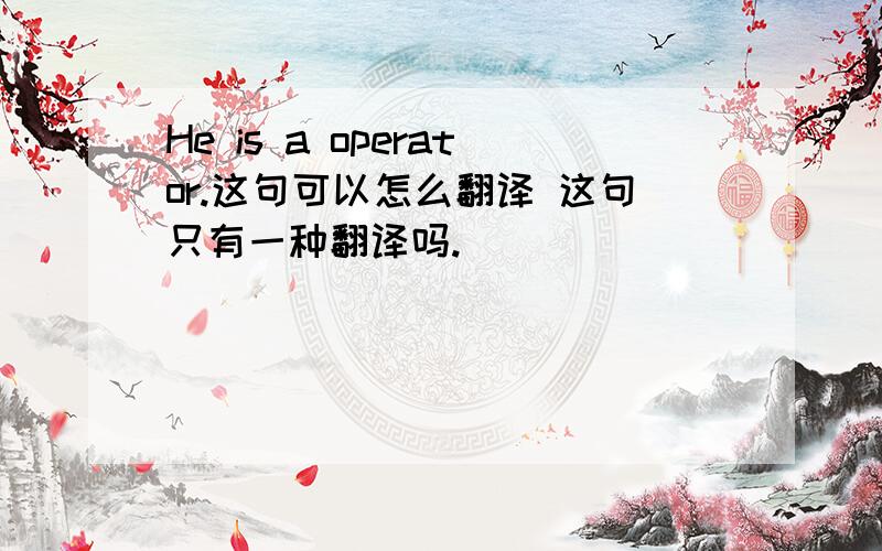 He is a operator.这句可以怎么翻译 这句只有一种翻译吗.