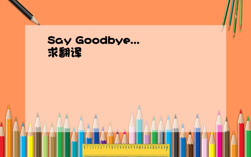 Say Goodbye...求翻译