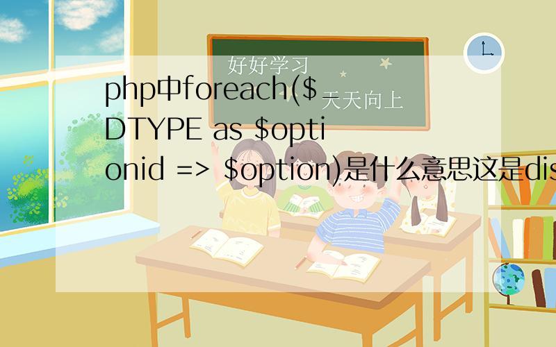 php中foreach($_DTYPE as $optionid => $option)是什么意思这是discuz!中forumsor.func.php中的一句代码,as、=>这俩符号是什么意思