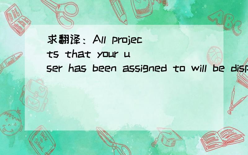 求翻译：All projects that your user has been assigned to will be displayed here