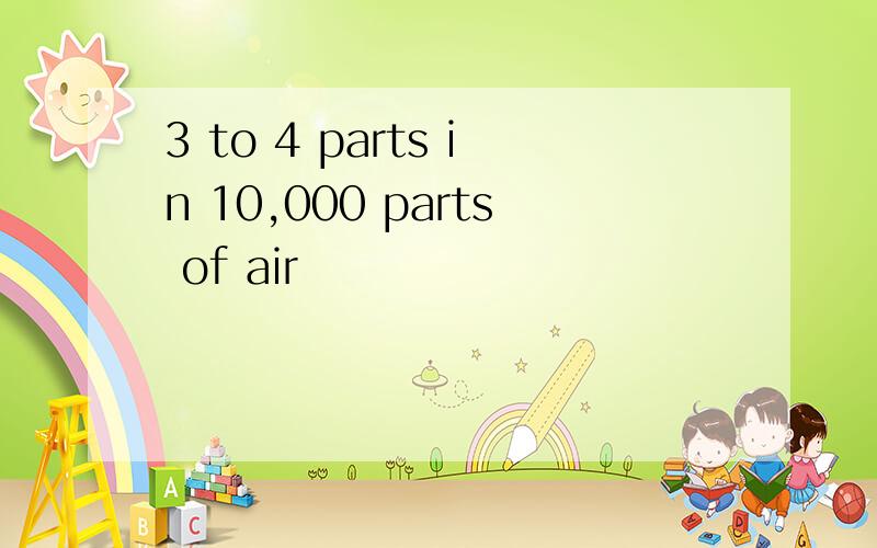 3 to 4 parts in 10,000 parts of air