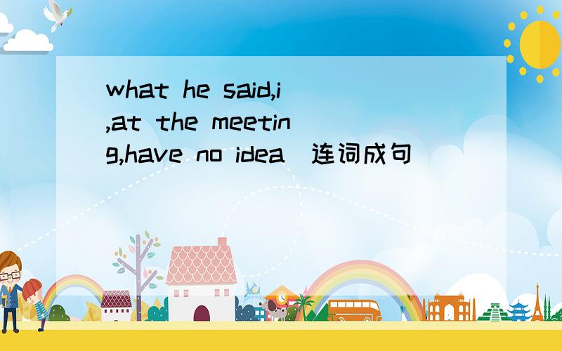 what he said,i,at the meeting,have no idea(连词成句）