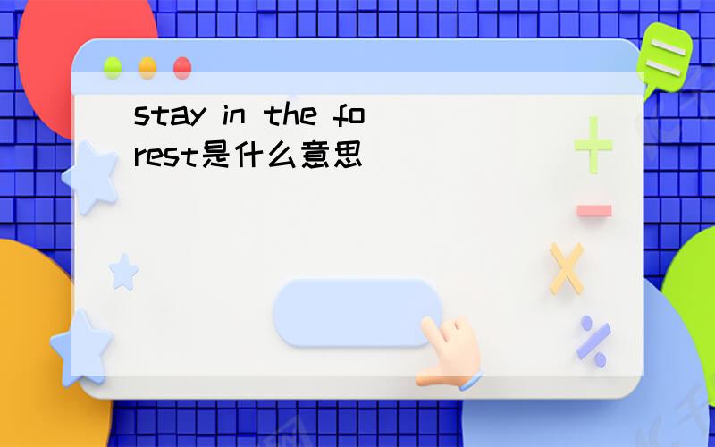 stay in the forest是什么意思