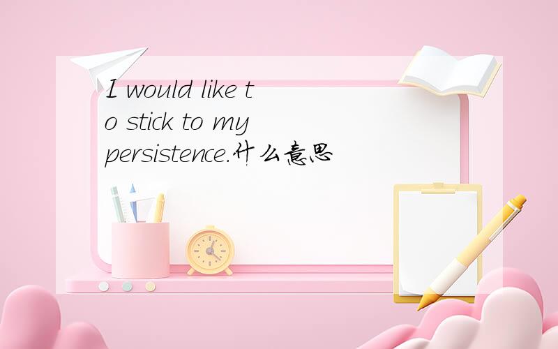 I would like to stick to my persistence.什么意思