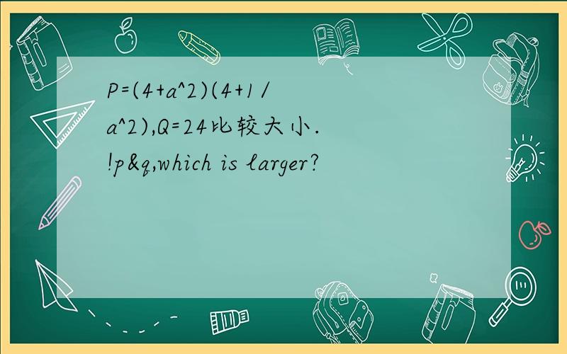 P=(4+a^2)(4+1/a^2),Q=24比较大小.!p&q,which is larger?
