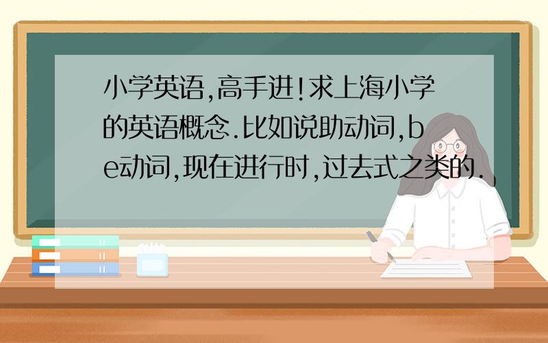 小学英语,高手进!求上海小学的英语概念.比如说助动词,be动词,现在进行时,过去式之类的.