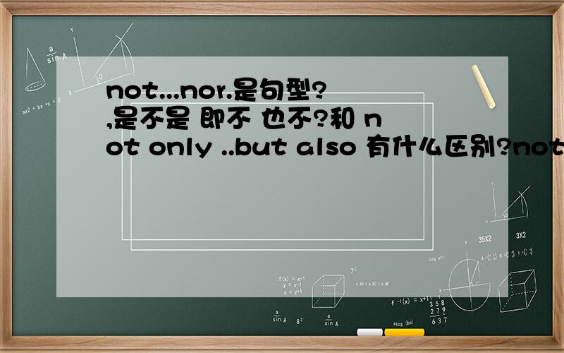 not...nor.是句型?,是不是 即不 也不?和 not only ..but also 有什么区别?not only ..but also 错了 正确的是:neither...nor...