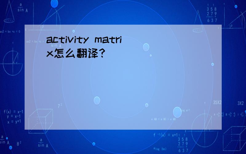 activity matrix怎么翻译?