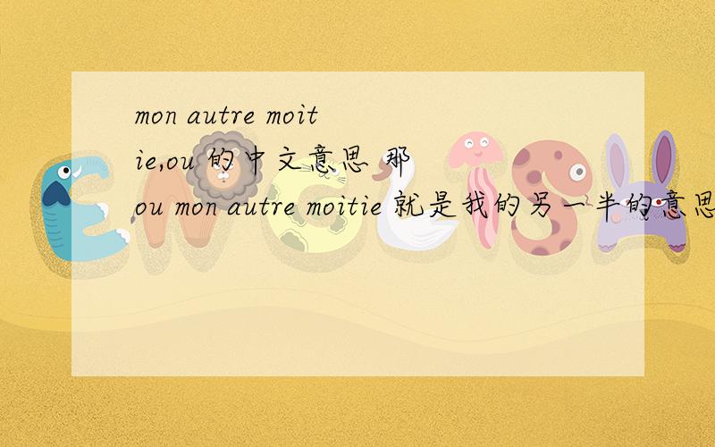 mon autre moitie,ou 的中文意思 那 ou mon autre moitie 就是我的另一半的意思吗 还有其他的解释吗