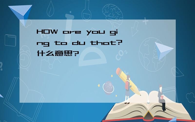 HOW are you ging to du that?什么意思?