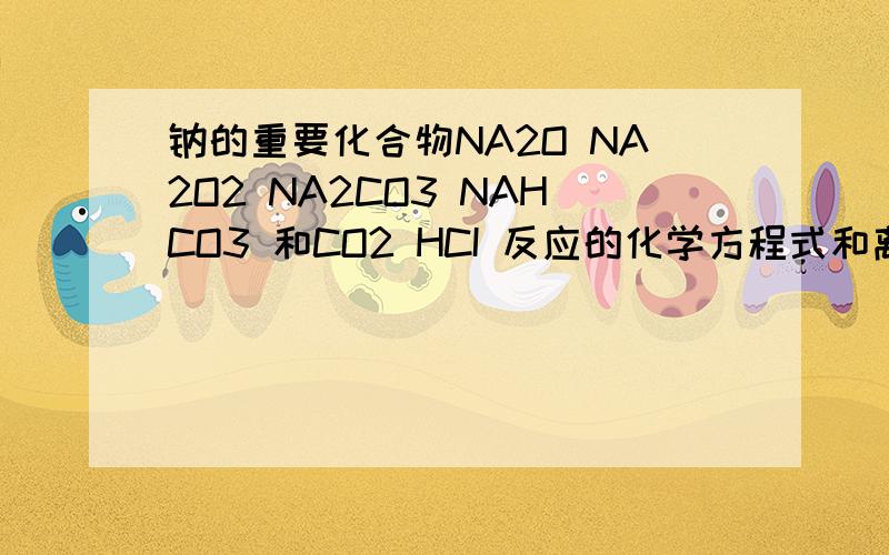 钠的重要化合物NA2O NA2O2 NA2CO3 NAHCO3 和CO2 HCI 反应的化学方程式和离子方程式 还有NAHCO3和NAOH反应的离子方程式