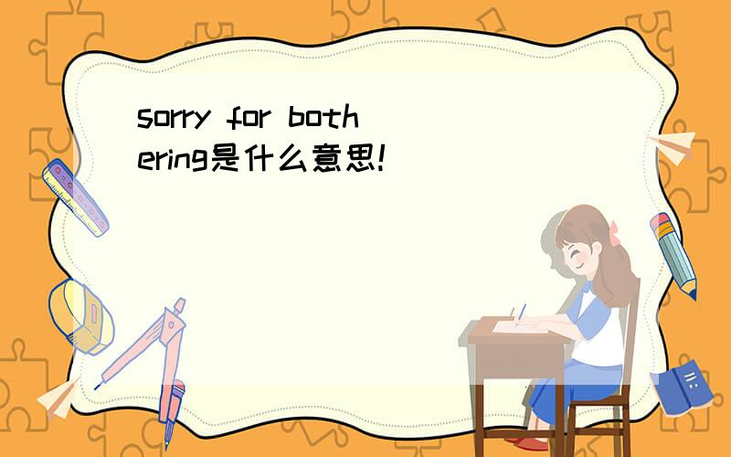 sorry for bothering是什么意思!