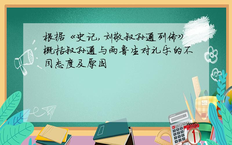 根据《史记,刘敬叔孙通列传》概括叔孙通与两鲁生对礼乐的不同态度及原因