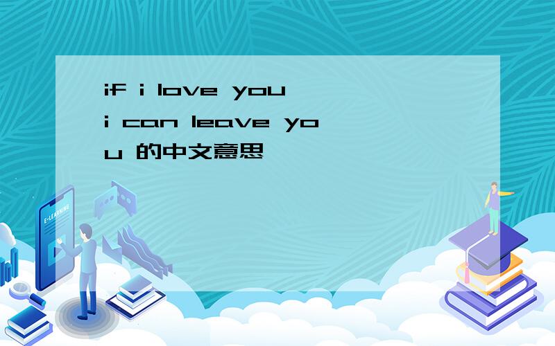 if i love you i can leave you 的中文意思
