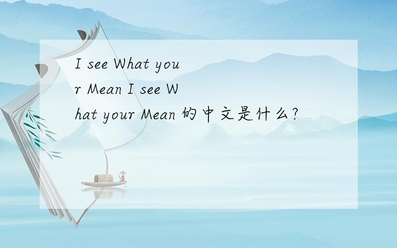 I see What your Mean I see What your Mean 的中文是什么?