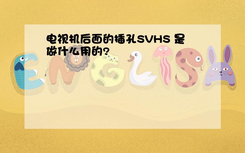 电视机后面的插孔SVHS 是做什么用的?