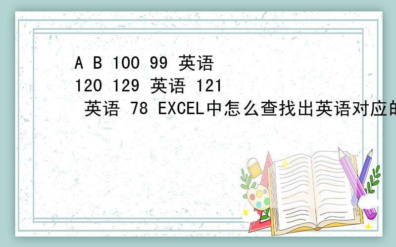 A B 100 99 英语 120 129 英语 121 英语 78 EXCEL中怎么查找出英语对应的最高分 用公式