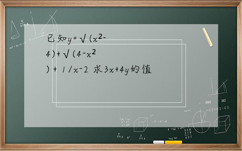已知y=√(x²-4)+√(4-x²)＋1/x-2 求3x+4y的值