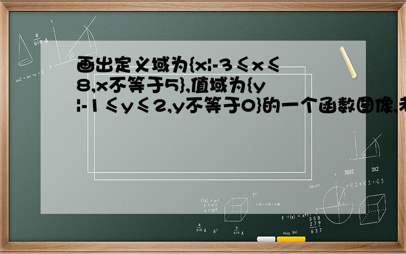画出定义域为{x|-3≤x≤8,x不等于5},值域为{y|-1≤y≤2,y不等于0}的一个函数图像,老师,求教.