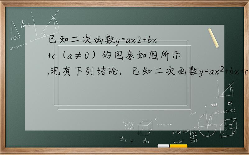已知二次函数y=ax2+bx+c（a≠0）的图象如图所示,现有下列结论：已知二次函数y=ax²+bx+c（a≠0）的图象如图所示,现有下列结论： ①b²-4ac＞0；②abc＞0；③2a+b=0；④9a+3b+c＜0,则其中结论正