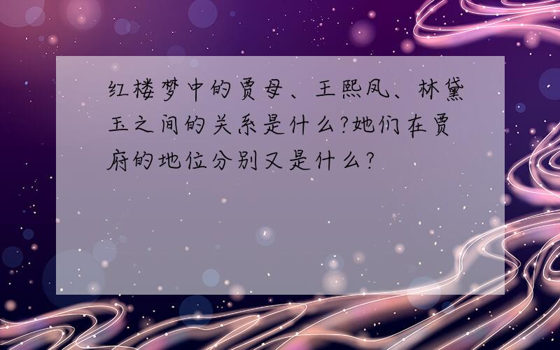 红楼梦中的贾母、王熙凤、林黛玉之间的关系是什么?她们在贾府的地位分别又是什么?