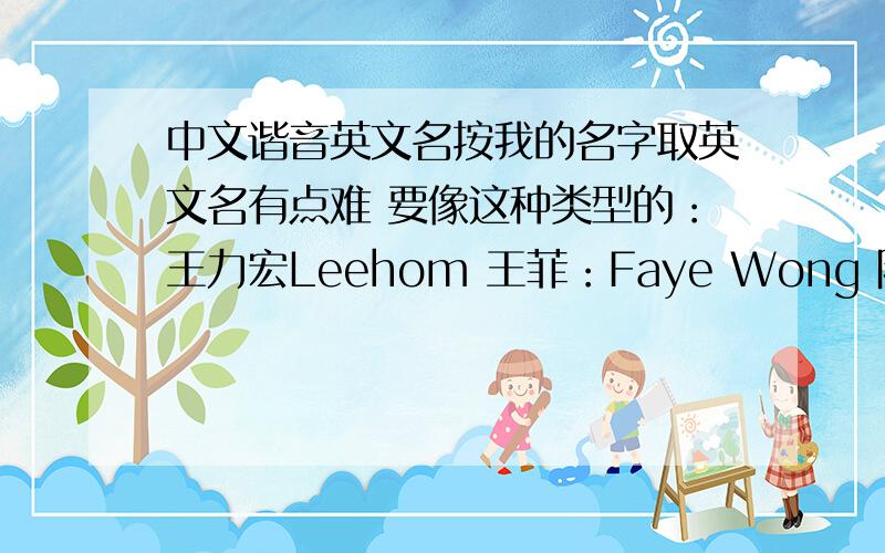 中文谐音英文名按我的名字取英文名有点难 要像这种类型的：王力宏Leehom 王菲：Faye Wong 陈奕迅Eason chan 后面要是我的姓氏 我叫 “王宁”嗯 有洋气、拼写漂亮点的更加好啦