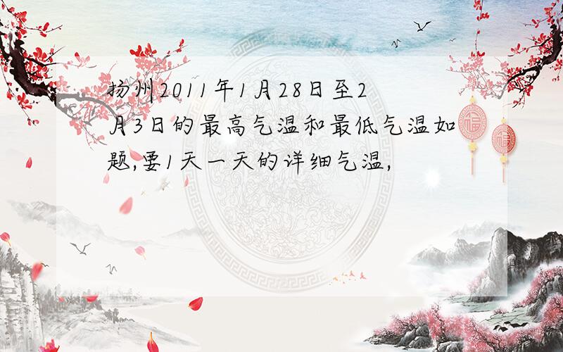 扬州2011年1月28日至2月3日的最高气温和最低气温如题,要1天一天的详细气温,