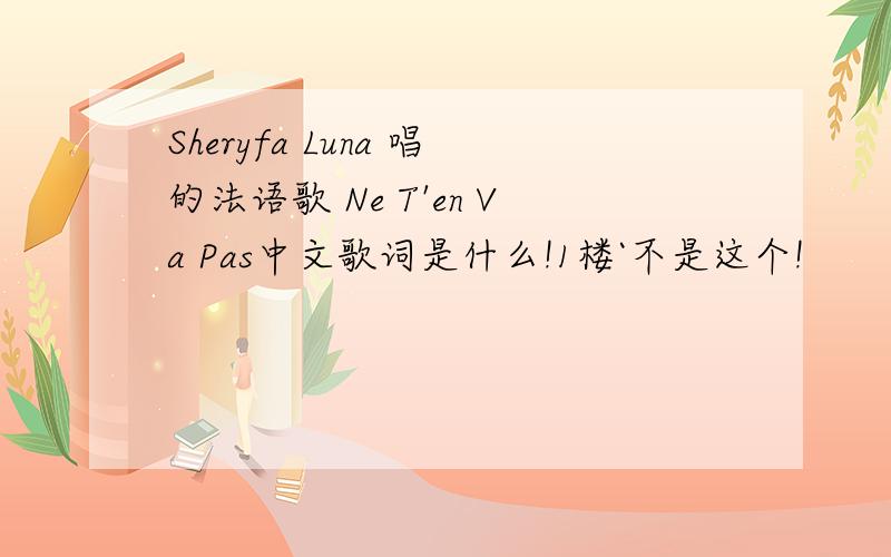 Sheryfa Luna 唱的法语歌 Ne T'en Va Pas中文歌词是什么!1楼`不是这个!