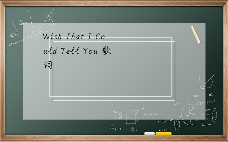 Wish That I Could Tell You 歌词