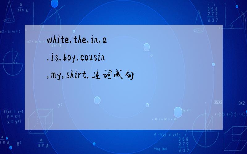 white,the,in,a,is,boy,cousin,my,shirt.连词成句