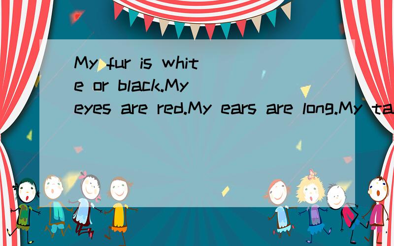 My fur is white or black.My eyes are red.My ears are long.My tail is short.
