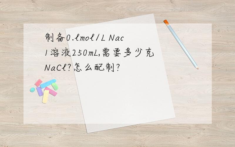 制备0.lmol/L Nac1溶液250mL,需要多少克NaCl?怎么配制?
