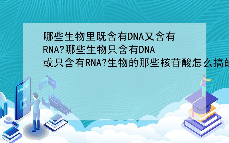 哪些生物里既含有DNA又含有RNA?哪些生物只含有DNA或只含有RNA?生物的那些核苷酸怎么搞的?