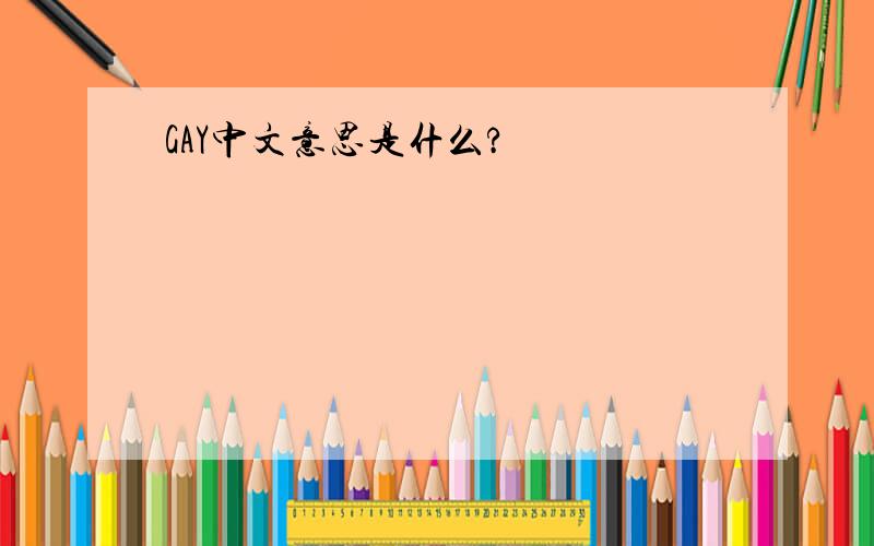 GAY中文意思是什么?