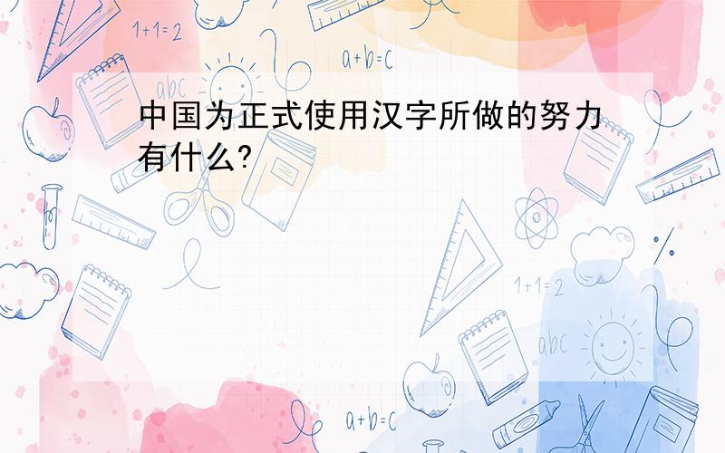 中国为正式使用汉字所做的努力有什么?