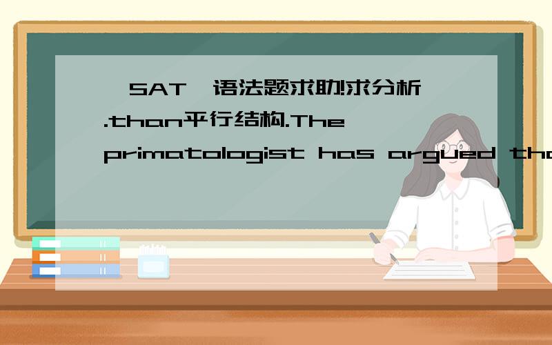 【SAT】语法题求助!求分析.than平行结构.The primatologist has argued that sustained observation of a few animals provides better behavioral data than does intermittent observation of many animals.　　(A) provides better behavioral data
