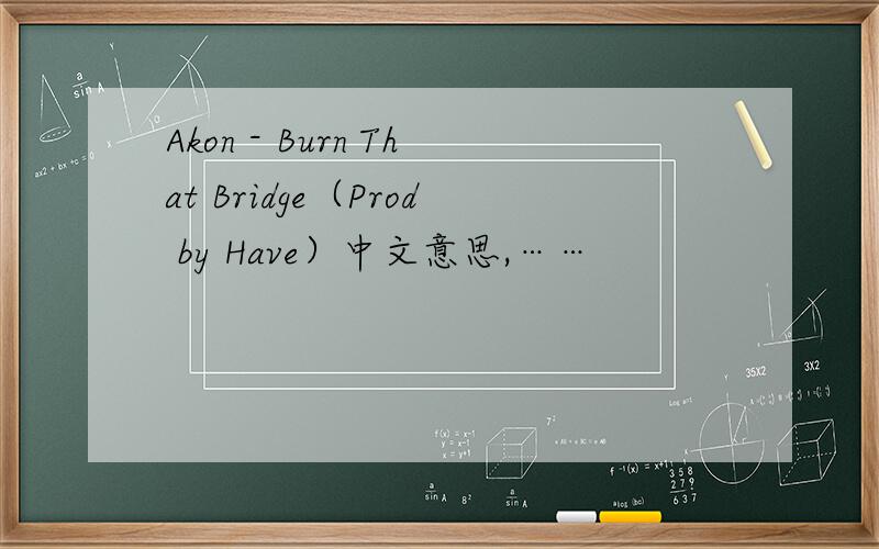 Akon - Burn That Bridge（Prod by Have）中文意思,……