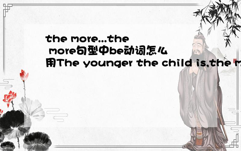 the more...the more句型中be动词怎么用The younger the child is,the more is the child's need of sleep.还是第二句的is应该放到sleep后面去?the more...the more...中be动词怎么用?