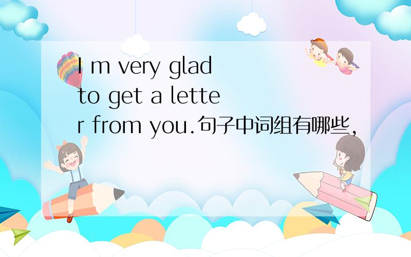 I m very glad to get a letter from you.句子中词组有哪些,