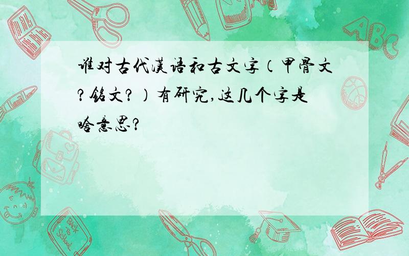谁对古代汉语和古文字（甲骨文?铭文?）有研究,这几个字是啥意思?