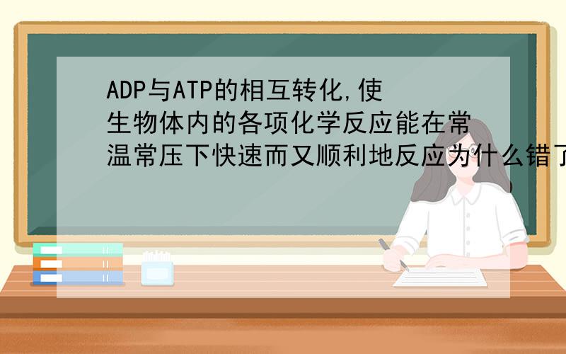 ADP与ATP的相互转化,使生物体内的各项化学反应能在常温常压下快速而又顺利地反应为什么错了