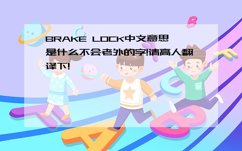 BRAKE LOCK中文意思是什么不会老外的字!请高人翻译下!