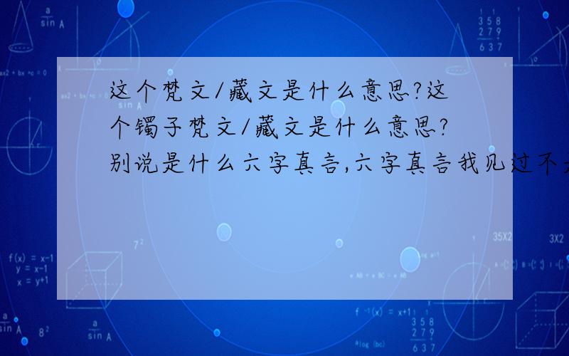 这个梵文/藏文是什么意思?这个镯子梵文/藏文是什么意思?别说是什么六字真言,六字真言我见过不是这个,而且那是六个字.不懂的别瞎说!